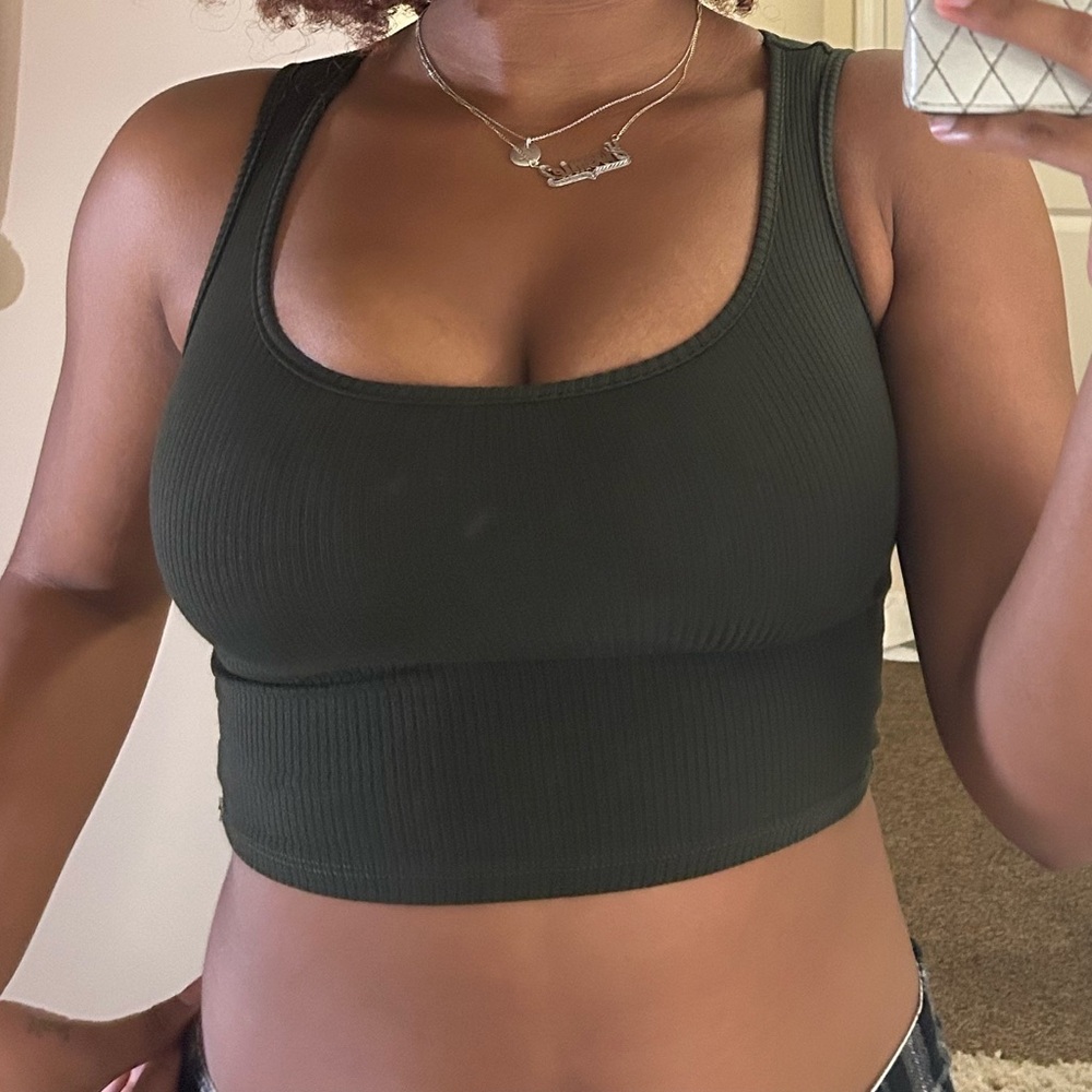Dark green ribbed crop top